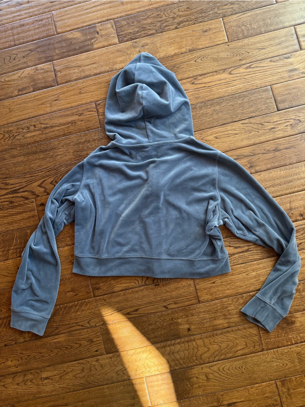 Hollister Blue Cropped Hoodie Zip-up L Soft Velour